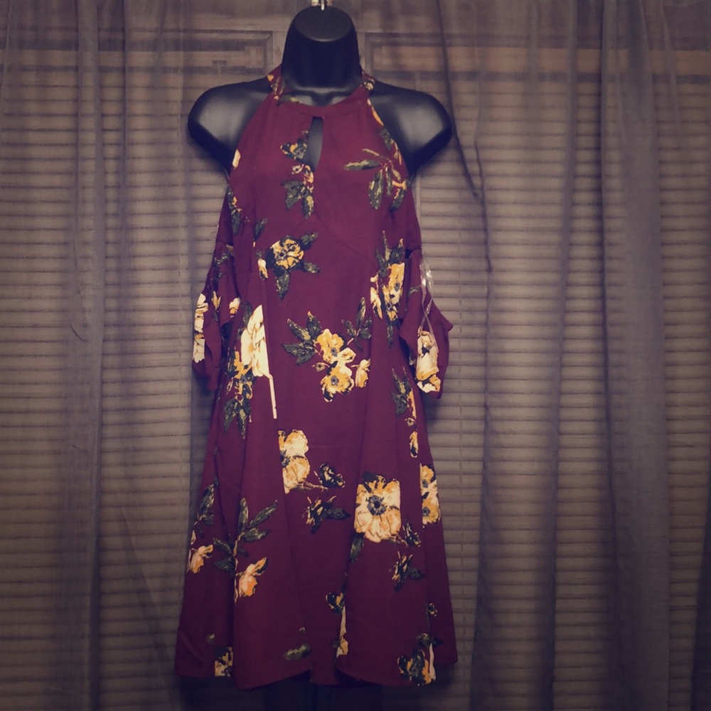Cute Burgandy Floral Dress from Francesca’s